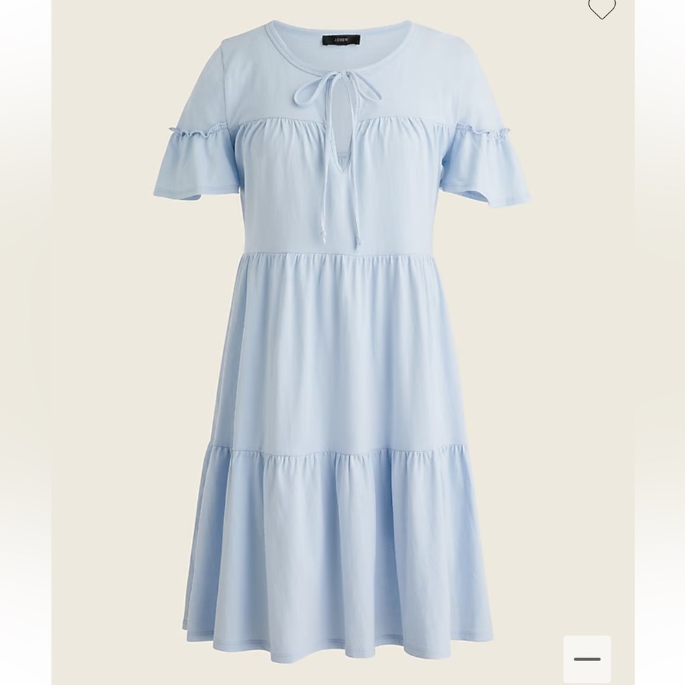 J Crew Blue Broken In Jersey Tiered Mini Dress Size S - Picture 2 of 6